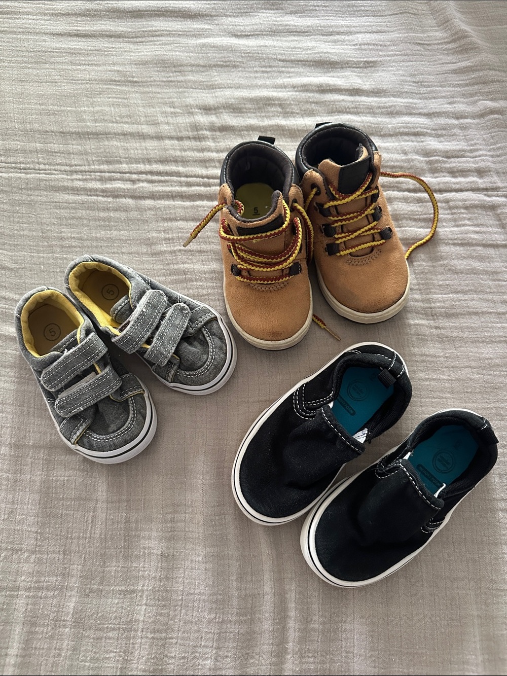 Carter's Kids Sneakers Lot - Black, Gray, and Tan
